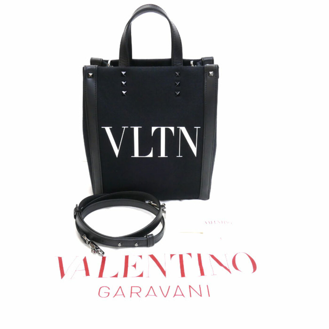 valentino garavani(ヴァレンティノガラヴァーニ)のValentino Garavani ヴァレンティノ・ガラヴァーニ VLTNプリント キャンバス ミニトート 2Wayショルダーバッグ ブラック 2Y2B0B78PYY ユニセックス【中古】【美品】 レディースのバッグ(ショルダーバッグ)の商品写真