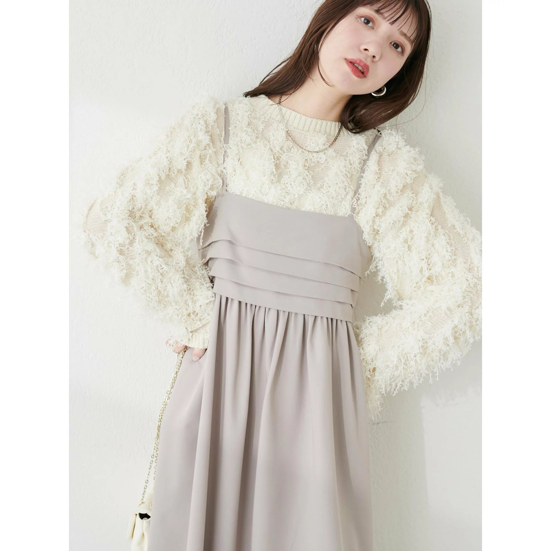 natural couture(ナチュラルクチュール)の【新品未使用タグ付】natural coutureタックデザインキャミワンピース レディースのワンピース(ロングワンピース/マキシワンピース)の商品写真