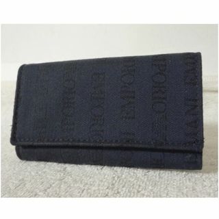 エンポリオアルマーニ(EMPORIO ARMANI)のエンポリオアルマーニ　ネイビー　ブラック　英字ロゴ柄　６連　キーケース(キーケース)