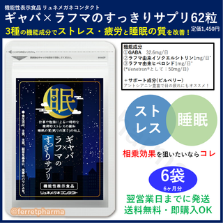 【残りわずか】機能性表示食品 ギャバ×ラフマのすっきりサプリ 62粒 6袋(その他)