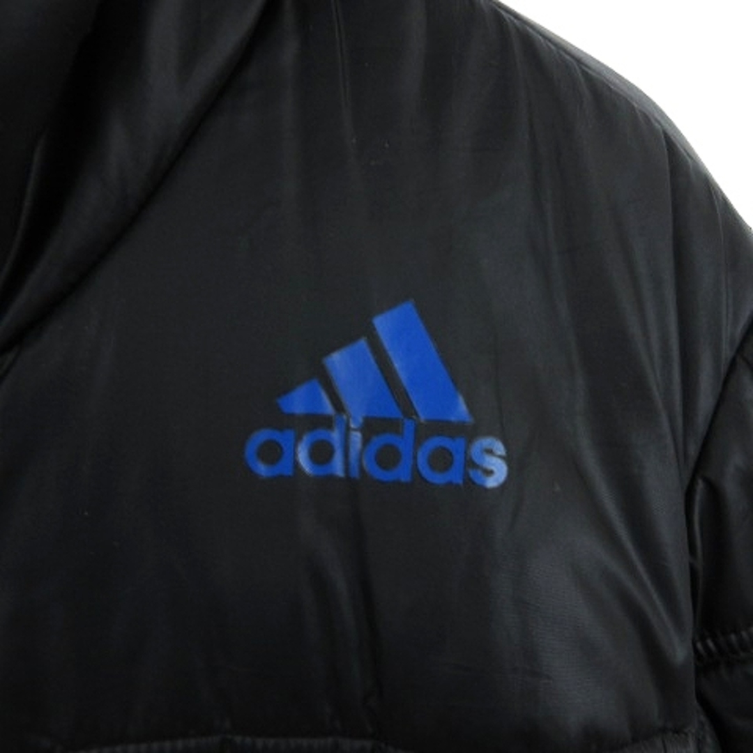 adidas(アディダス)のアディダス 中綿ジャケット フード プリント ジップアップ 黒 青 L ■SM1 メンズのジャケット/アウター(ブルゾン)の商品写真