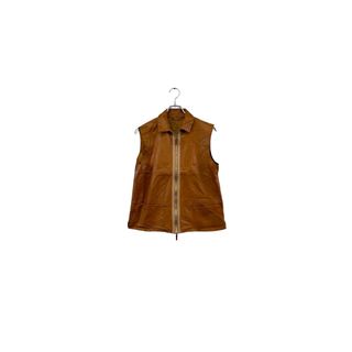 Made in ITALY CIVIDINI leather vest チヴィディーニ レザーベスト フルジップ ブラウン サイズ44 羊革 レディース ヴィンテージ ネ(ベスト/ジレ)