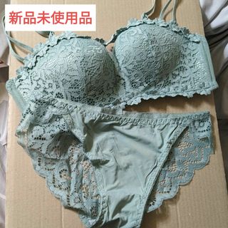 【新品未使用】ブラジャー ショーツ セット グリーン 36(ブラ&ショーツセット)