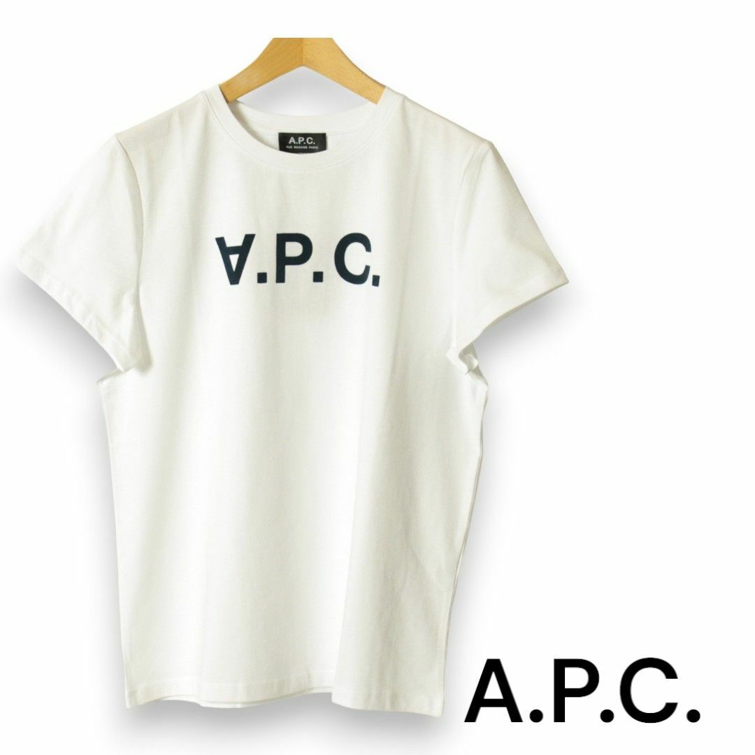 A.P.C(アーペーセー)のA.P.C.　レディース半袖Tシャツ　VPCロゴ　フロッキープリント　サイズL レディースのトップス(Tシャツ(半袖/袖なし))の商品写真