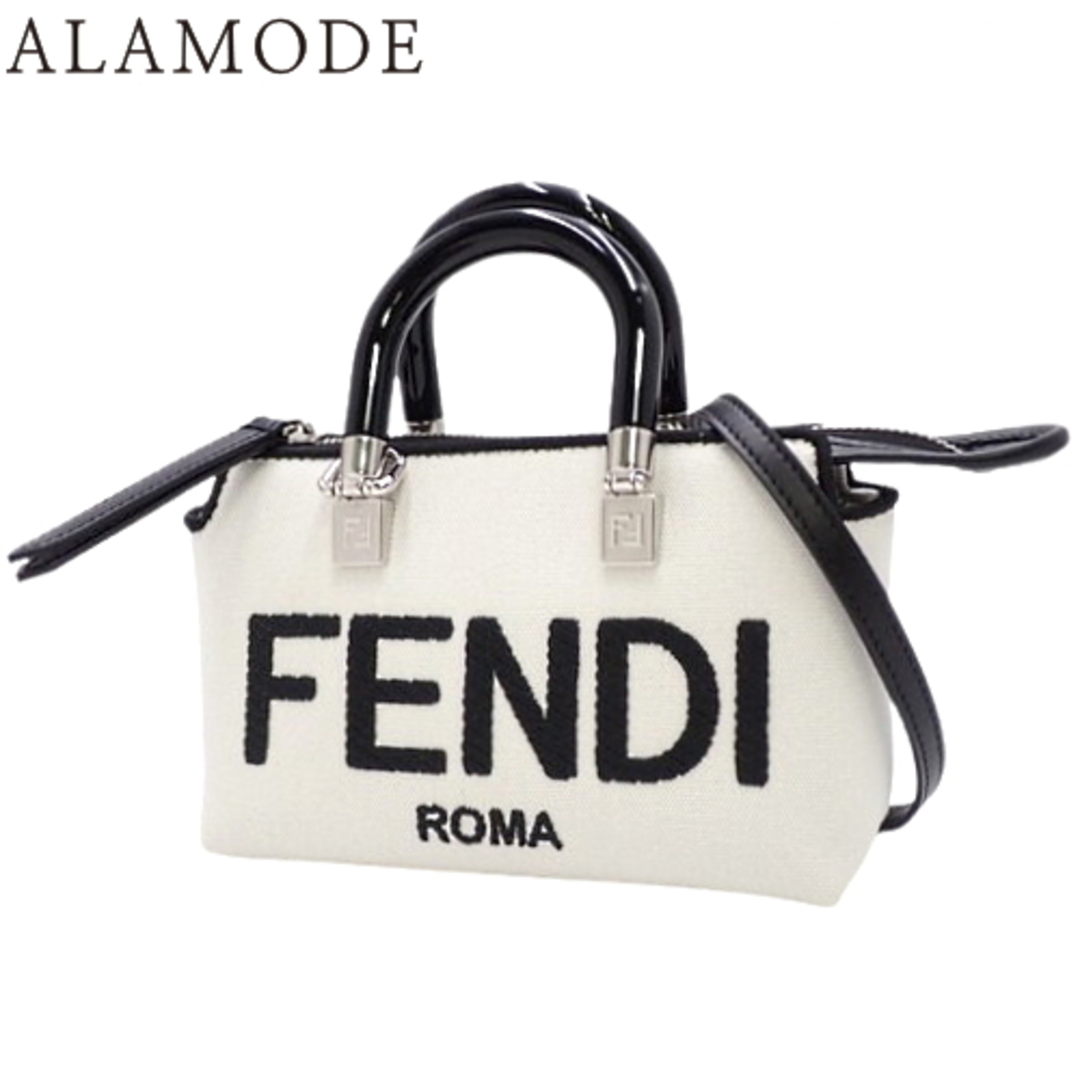 FENDI(フェンディ)のFENDI(フェンディ) バイカラー・ミニバイザウエイ ハンドバッグ 2WAY ショルダー 肩掛け キャンバス ホワイト白シロ ブラック黒 シルバー金具 レディース 40802084309【中古】【アラモード】 レディースのバッグ(ハンドバッグ)の商品写真