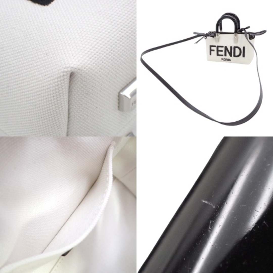 FENDI(フェンディ)のFENDI(フェンディ) バイカラー・ミニバイザウエイ ハンドバッグ 2WAY ショルダー 肩掛け キャンバス ホワイト白シロ ブラック黒 シルバー金具 レディース 40802084309【中古】【アラモード】 レディースのバッグ(ハンドバッグ)の商品写真