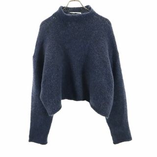 ザラ(ZARA)の新品 ザラ ウールブレンド 長袖 セーター 32 ネイビー系 ZARA ハイネック ニット レディース 古着 【240213】(ニット/セーター)