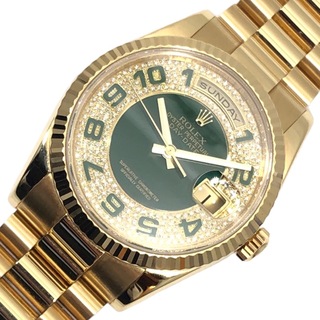 ロレックス(ROLEX)の　ロレックス ROLEX デイデイト 50周年記念モデル Z番 118238 パヴェダイヤ/グリーン文字盤 K18YG 自動巻き メンズ 腕時計(その他)