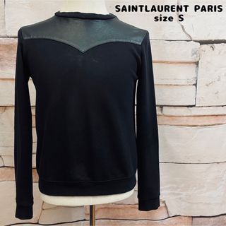 サンローラン(Saint Laurent)の14SS エディ期 SAINTLAURENT PARIS レザー切替 スウェット(スウェット)