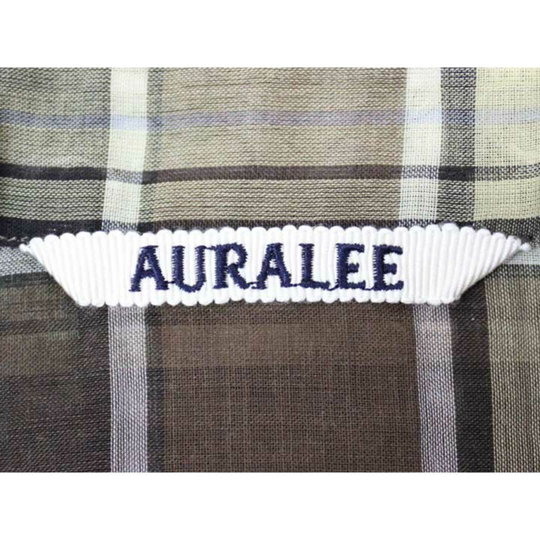 AURALEE(オーラリー)の☆AURALEE/オーラリー☆2021年製/WOOL RECYCLE POLYESTER SHEER CLOTH STAND チェックシャツ/A21AS01RC/長袖 イエロー×ブラウン/黄色×茶 レディース 1【中古】春夏 412032 レディースのトップス(シャツ/ブラウス(半袖/袖なし))の商品写真