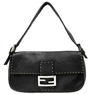 フェンディ(FENDI)の【在庫一掃】FENDI フェンディ ハンドバッグ セレリア　 マンマバケット 肩掛け 鞄 かばん 8BR101 レザー    ブラック 黒 シルバー金具 レディース【中古品】(ハンドバッグ)