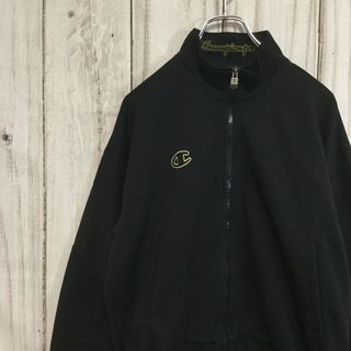 チャンピオン(Champion)の【チャンピオン レトロジャージ】90s ロゴ刺繍 ZIPチャーム L 黒 古着(ジャージ)