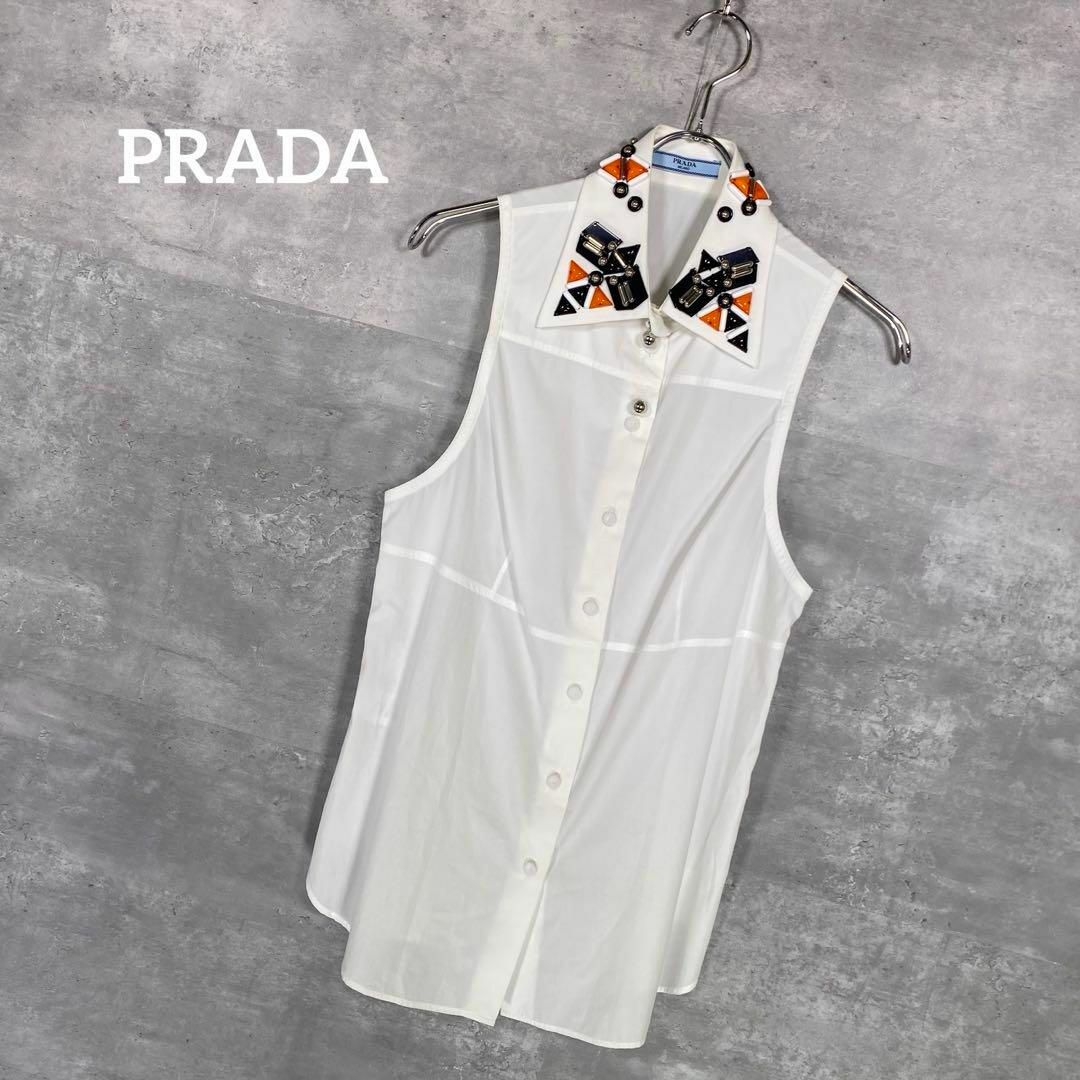 PRADA(プラダ)の『PRADA』プラダ(42) ノースリーブシャツブラウス レディースのトップス(シャツ/ブラウス(半袖/袖なし))の商品写真