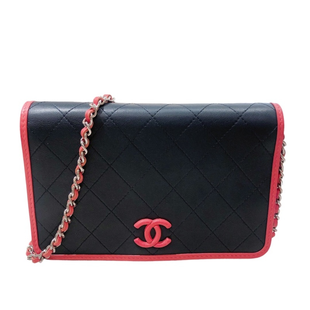 CHANEL - 　シャネル CHANEL チェーンウォレット ネイビー カーフ レディース ショルダーバッグ