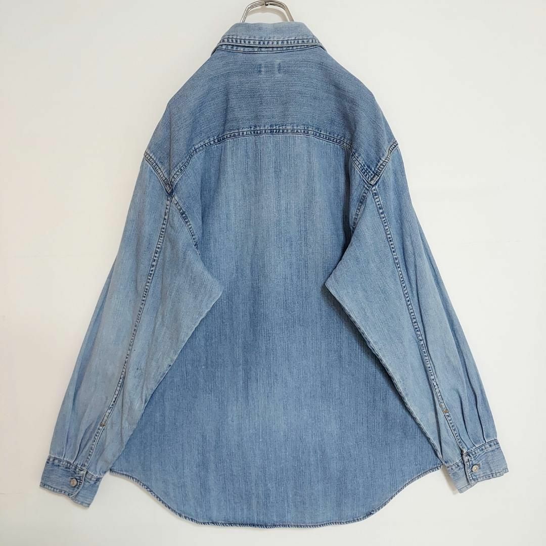 Levi's(リーバイス)の00s リーバイス デニムシャツ 胸ポケット M 色落ちブルー 青水色 古着 メンズのトップス(シャツ)の商品写真