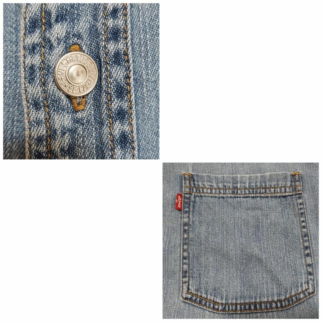 Levi's(リーバイス)の00s リーバイス デニムシャツ 胸ポケット M 色落ちブルー 青水色 古着 メンズのトップス(シャツ)の商品写真