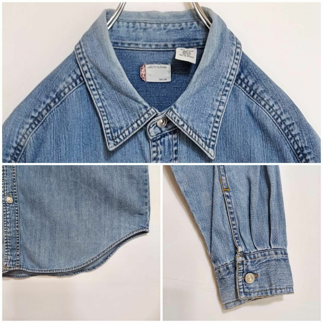 Levi's(リーバイス)の00s リーバイス デニムシャツ 胸ポケット M 色落ちブルー 青水色 古着 メンズのトップス(シャツ)の商品写真