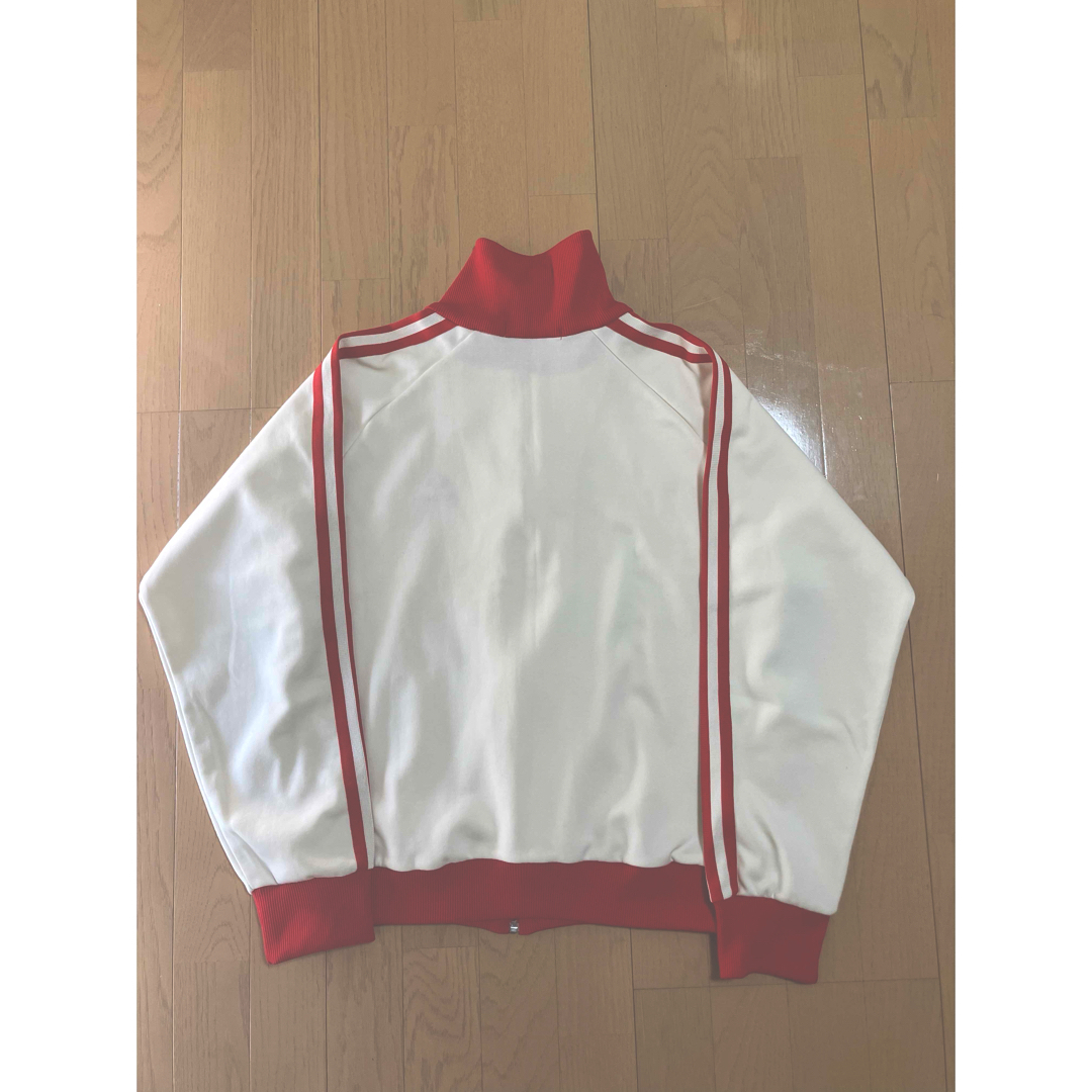 adidas アディダス トラックジャケット デサント製 白×赤 ジャージ adidas アディダス トラックジャケット デサント製 白×赤 ジャージ