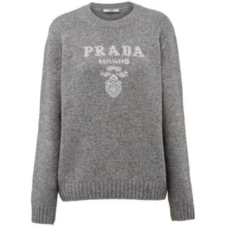 PRADA ロゴ カシミアxウール クルーネック セーター