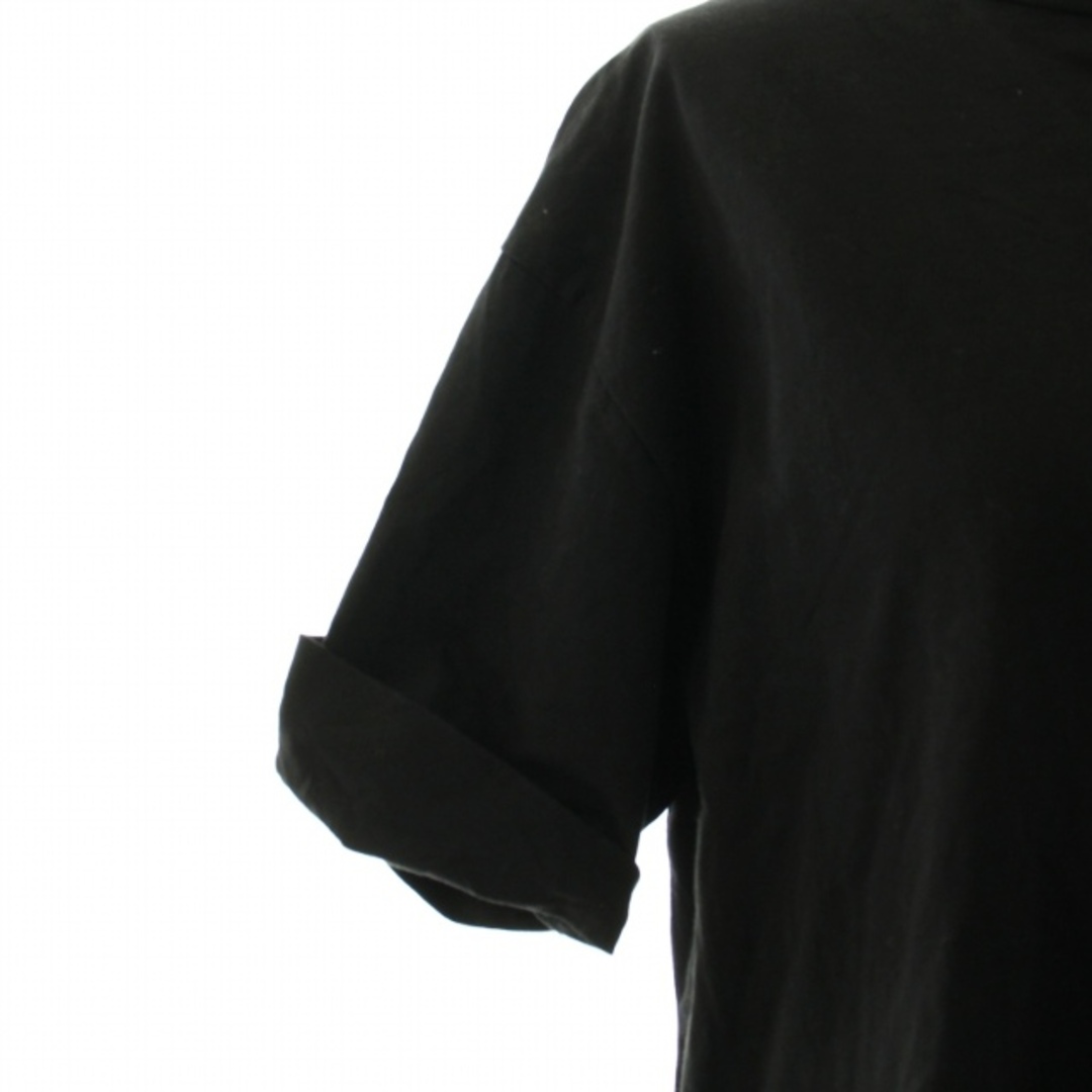 ESTNATION(エストネーション)のエストネーション Tシャツ カットソー 半袖 ロールアップ シルク混 黒 レディースのトップス(Tシャツ(半袖/袖なし))の商品写真