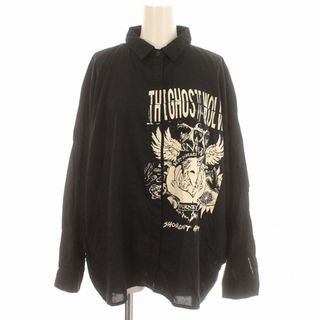 ヒステリックグラマー(HYSTERIC GLAMOUR)のヒステリックグラマー シャツ ブラウス 長袖 ロゴプリント 比翼ボタン F 黒(シャツ/ブラウス(長袖/七分))