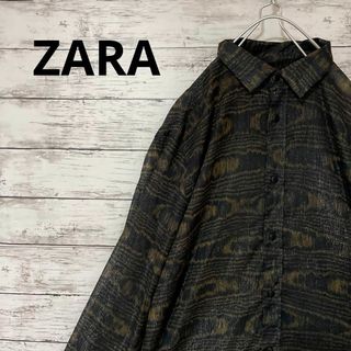 ザラ(ZARA)のZARA 総柄シャツ 光沢 透け感 お洒落 個性的 個性派 キラキラ 黒(シャツ)