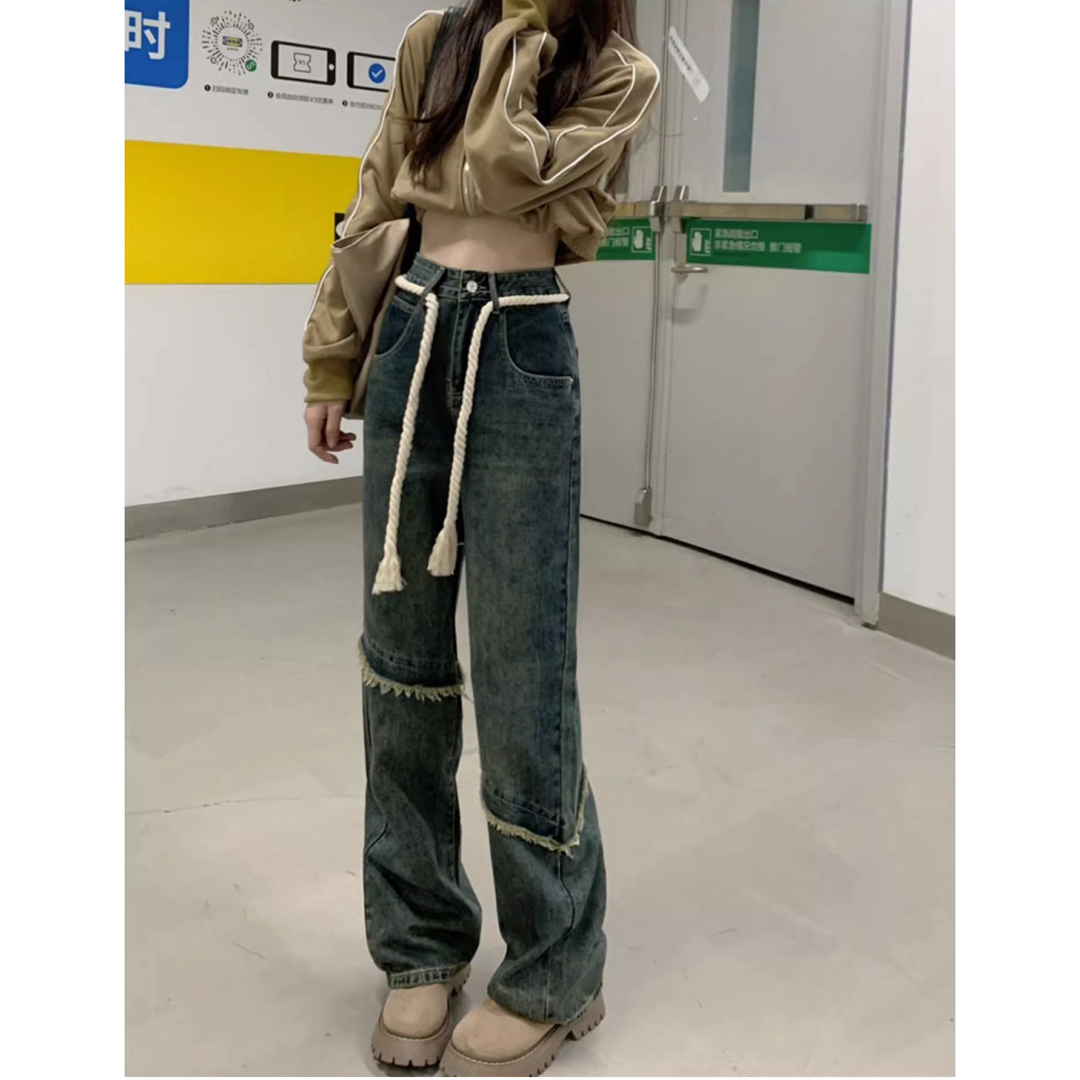 【お値下げ中】デニム　ジーンズ　パンツ　ワイドパンツ　レディース　2XL レディースのパンツ(デニム/ジーンズ)の商品写真