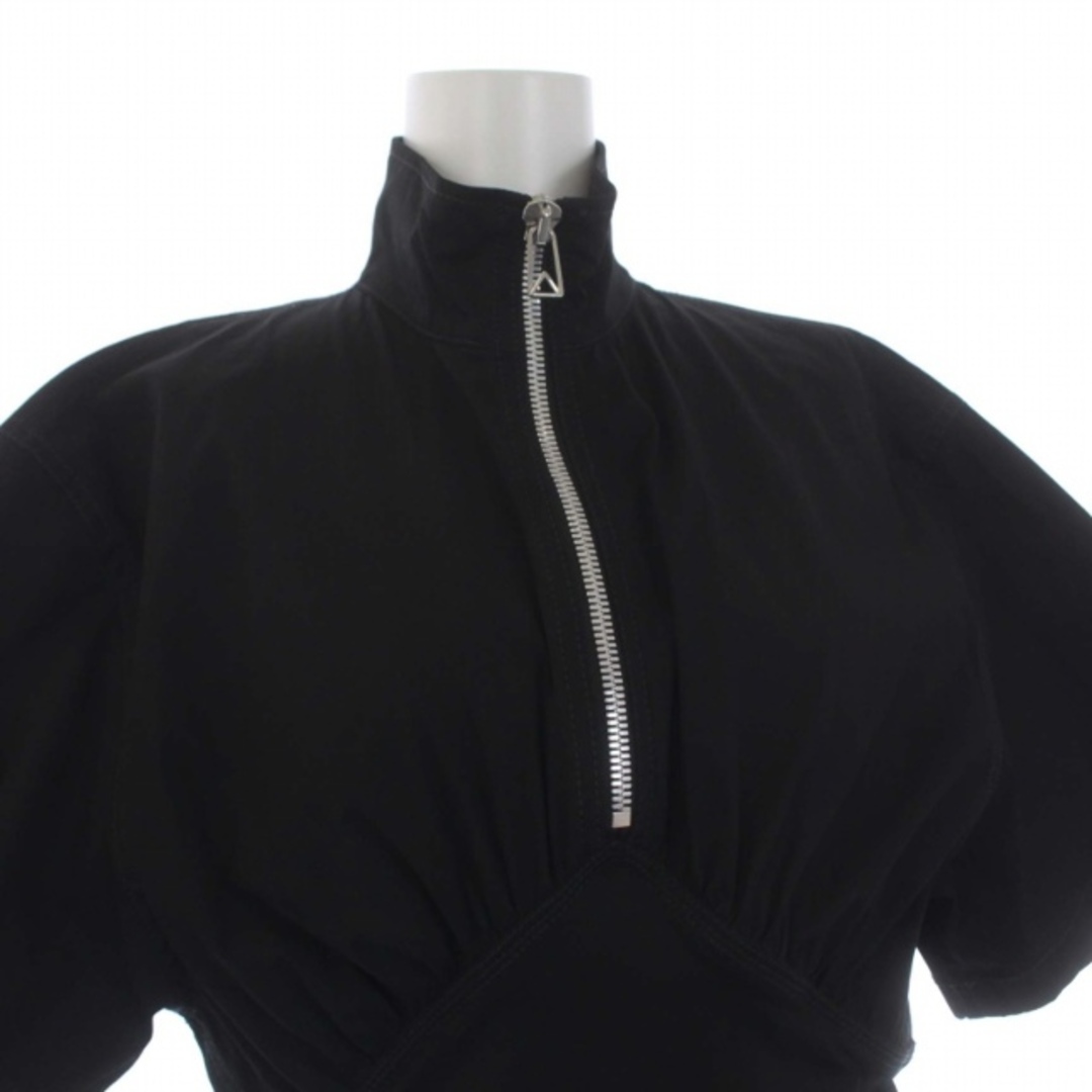 Bottega Veneta(ボッテガヴェネタ)のボッテガヴェネタ ハーフジップ ロングワンピース フレア 半袖 黒 699070 レディースのワンピース(ロングワンピース/マキシワンピース)の商品写真