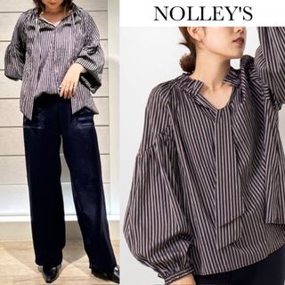 ノーリーズ(NOLLEY'S)のノーリーズ タイ付き ストライプ ギャザー ブラウス(シャツ/ブラウス(長袖/七分))