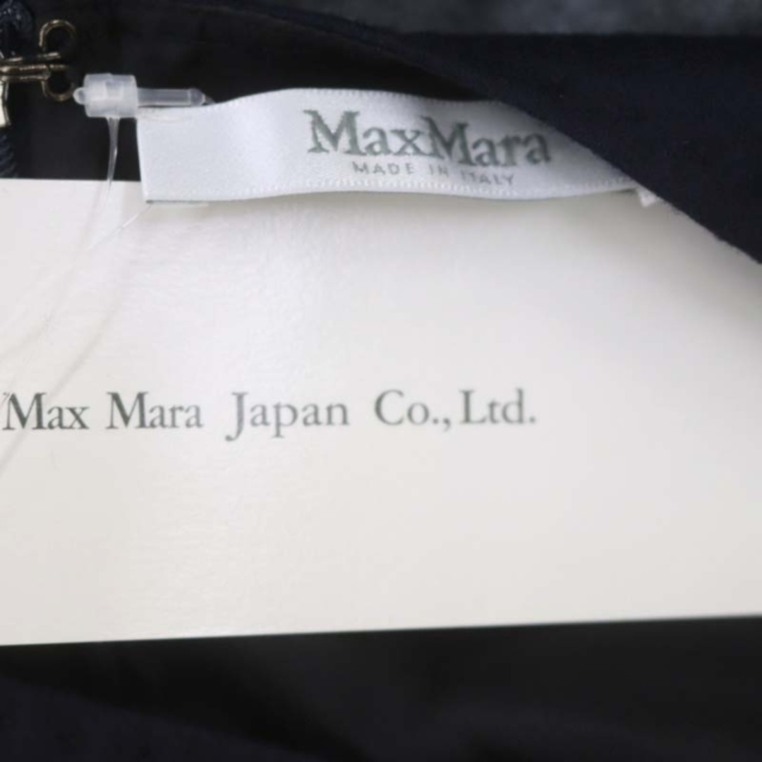 Max Mara(マックスマーラ)のマックスマーラ ウール ボーダー ノースリーブ ワンピース 膝丈 38 黒 レディースのワンピース(ひざ丈ワンピース)の商品写真