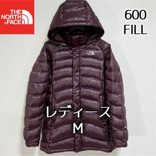 ザノースフェイス(THE NORTH FACE)の美品人気ノースフェイス ロゴ刺繍 ダウンコート レディースM 600 フード着脱(ダウンコート)