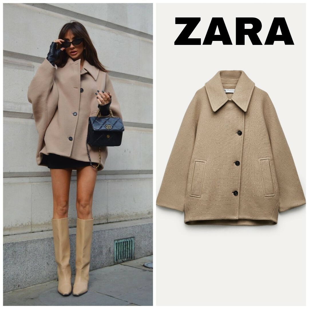 ZARA(ザラ)のZARA　ZW COLLECTION オーバーサイズ ショートコート レディースのジャケット/アウター(ブルゾン)の商品写真