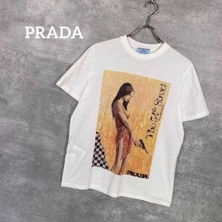 【美品】PRADA　半袖 Tシャツ フリル 三角ロゴ クロップド丈 白 XS綿100%