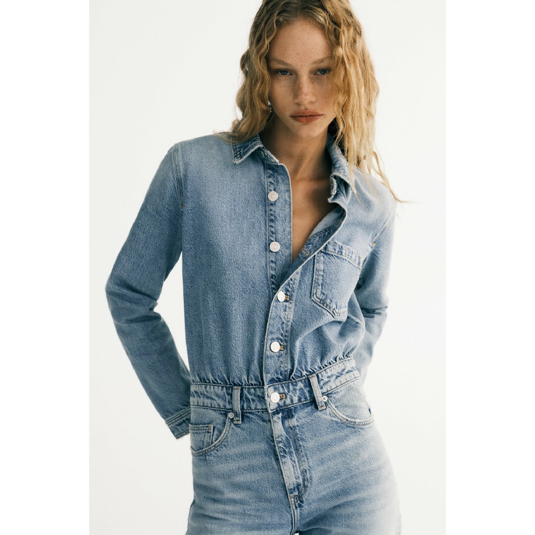 ZARA - ZARA デニム TRF ジャンプスーツ XSサイズ ブルーの通販 ZARA - ZARA デニム TRF ジャンプスーツ XSサイズ ブルーの通販