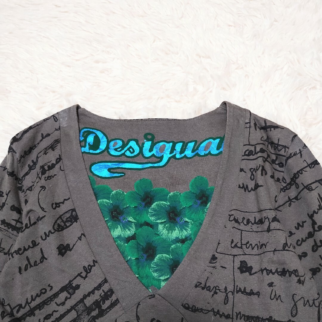 DESIGUAL(デシグアル)のデシグアル　ドレスワンピース　Vネック　ハイウエスト　総柄　花柄　Aライン レディースのワンピース(ひざ丈ワンピース)の商品写真