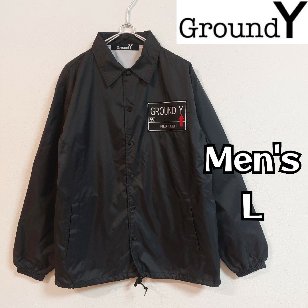 Ground Y(グラウンドワイ)の【GroundY】美品 グラウンドワイ ナイロンコーチジャケット メンズＬ 黒 メンズのジャケット/アウター(ナイロンジャケット)の商品写真