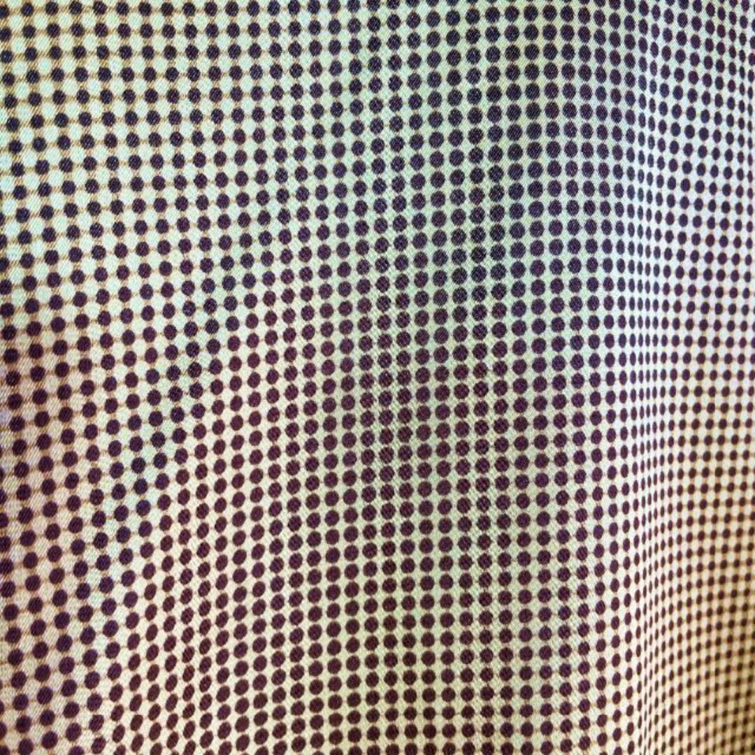 VINTAGE(ヴィンテージ)の【未使用品】スカーフ付きドット総柄光沢感シャツブラウスゴールド長袖レトロ日本製 レディースのトップス(Tシャツ(長袖/七分))の商品写真