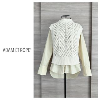 アダムエロぺ(Adam et Rope')のADAM ET ROPE' アダムエロペ　透かしニットベストコンビブラウス(シャツ/ブラウス(長袖/七分))