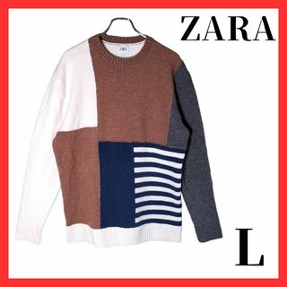 ZARA メンズ　ニット L size ゆるだぼ　セーター 柄