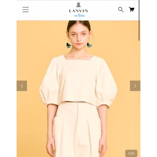 ランバンオンブルー(LANVIN en Bleu)のランバンオンブルー コットンストレッチバックリボンブラウス(シャツ/ブラウス(半袖/袖なし))