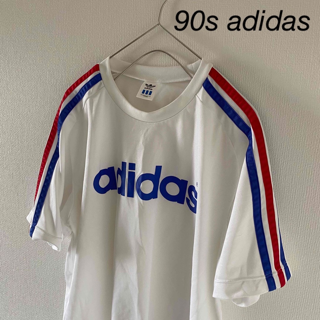 adidas(アディダス)の90sadidasアディダスゲームシャツメンズ半袖tシャツホワイト白トリコロール メンズのトップス(Tシャツ/カットソー(半袖/袖なし))の商品写真