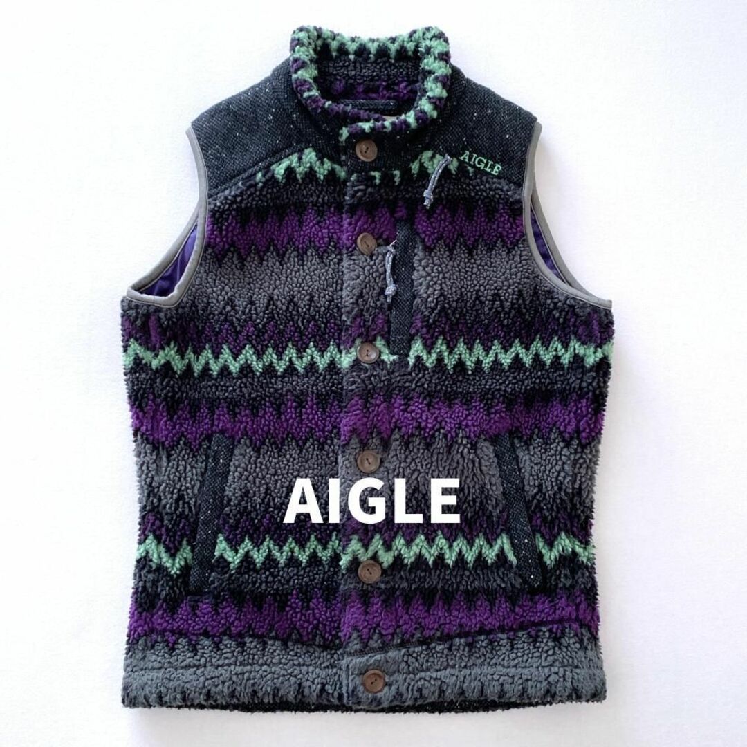 AIGLE(エーグル)のAIGLE　エーグル　ボアフリースベスト　パープル　S メンズのトップス(ベスト)の商品写真