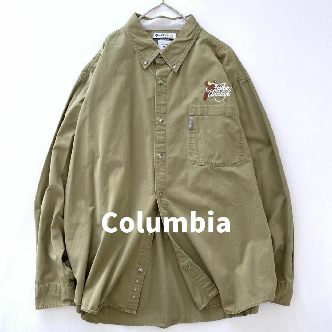 Columbia(コロンビア)のコロンビア　刺繍ロゴハンティングビッグシャツ　オーバーサイズ　カーキ　XXL メンズのトップス(シャツ)の商品写真