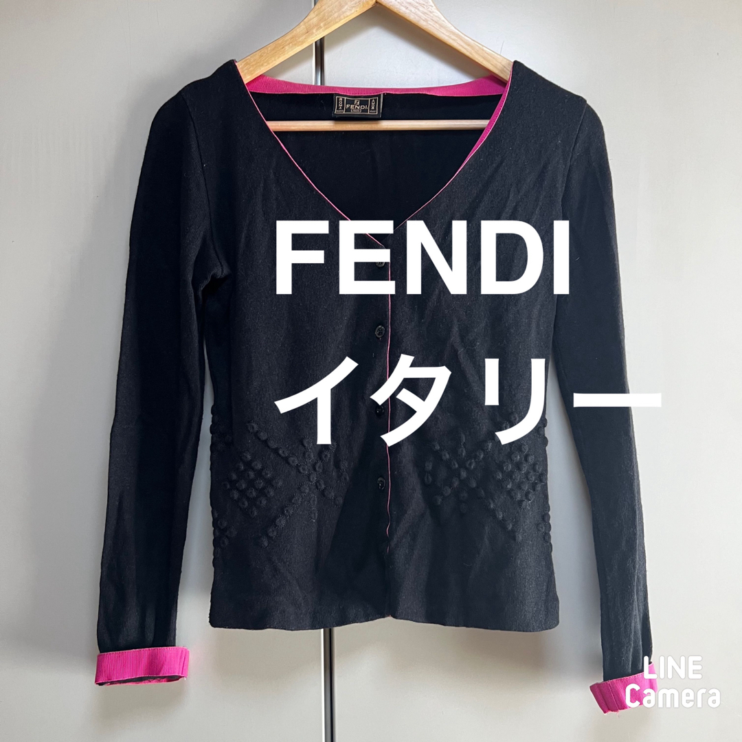 FENDI(フェンディ)のFENDI ジーンズ イタリー　ウールアンゴラ薄手カーディガン レディースのトップス(カーディガン)の商品写真