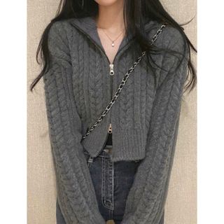 SHEIN ダブルジッパーカーディガン(カーディガン)