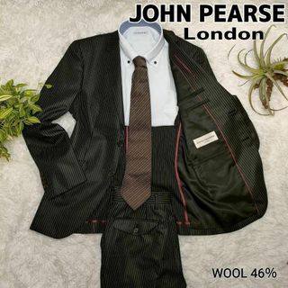 ジョンピアーズ スーツ セットアップ ストライプ ブラック JOHNPEARSE(セットアップ)