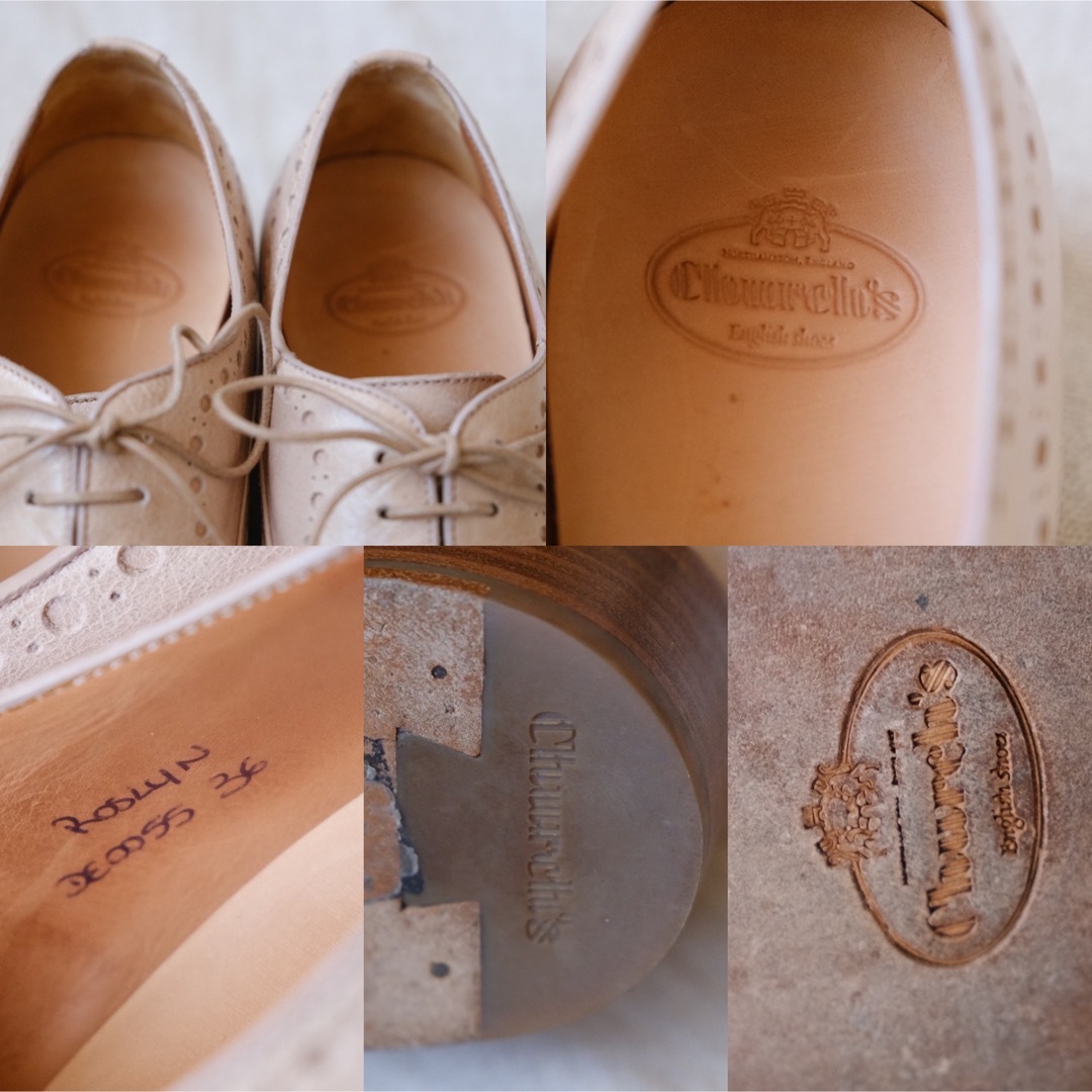 Church's(チャーチ)の美品church'sチャーチ シャインカーフパンチドプレーントゥROSLYN36 レディースの靴/シューズ(ローファー/革靴)の商品写真