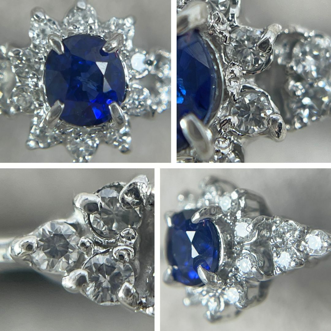 PT900 天然サファイア 0.32ct 天然ダイヤモンド 0.12ct リング レディースのアクセサリー(リング(指輪))の商品写真