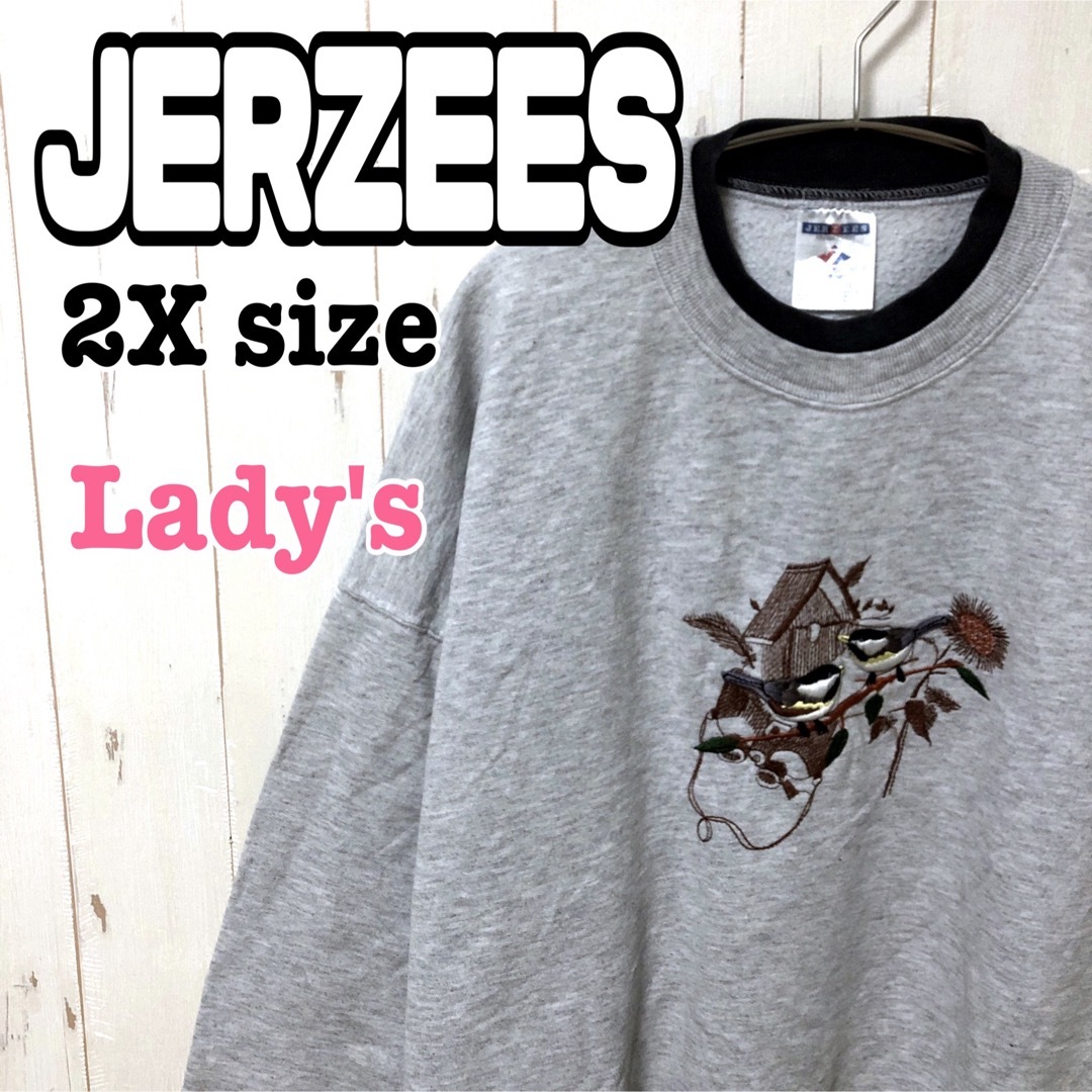 JERZEES(ジャージーズ)のJERZEES ジャージーズ 刺繍 鳥 トレーナー スウェット レトロ 海外古着 レディースのトップス(トレーナー/スウェット)の商品写真