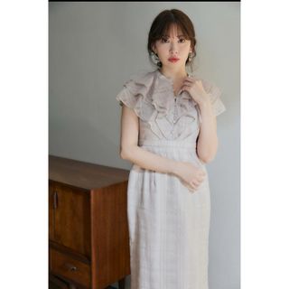 ハーリップトゥ(Her lip to)のSplit Ruffled Check Organza Dress (ロングワンピース/マキシワンピース)